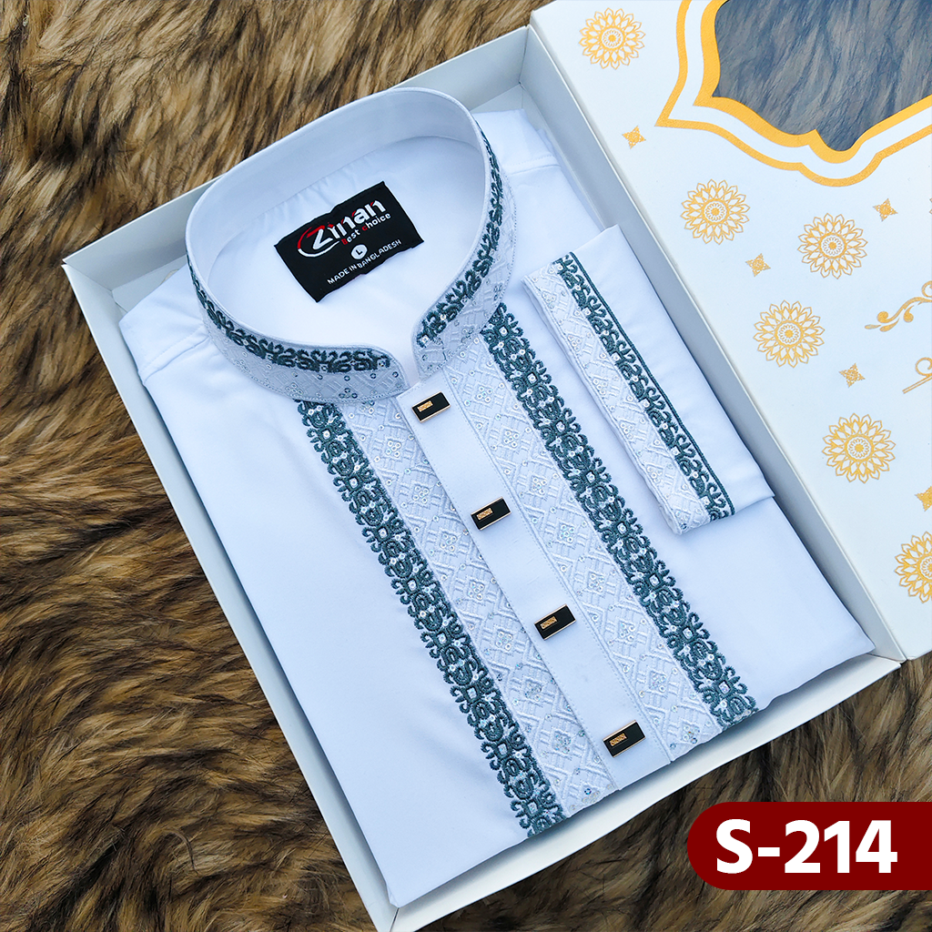 Premium Embroidery Panjabi (White)