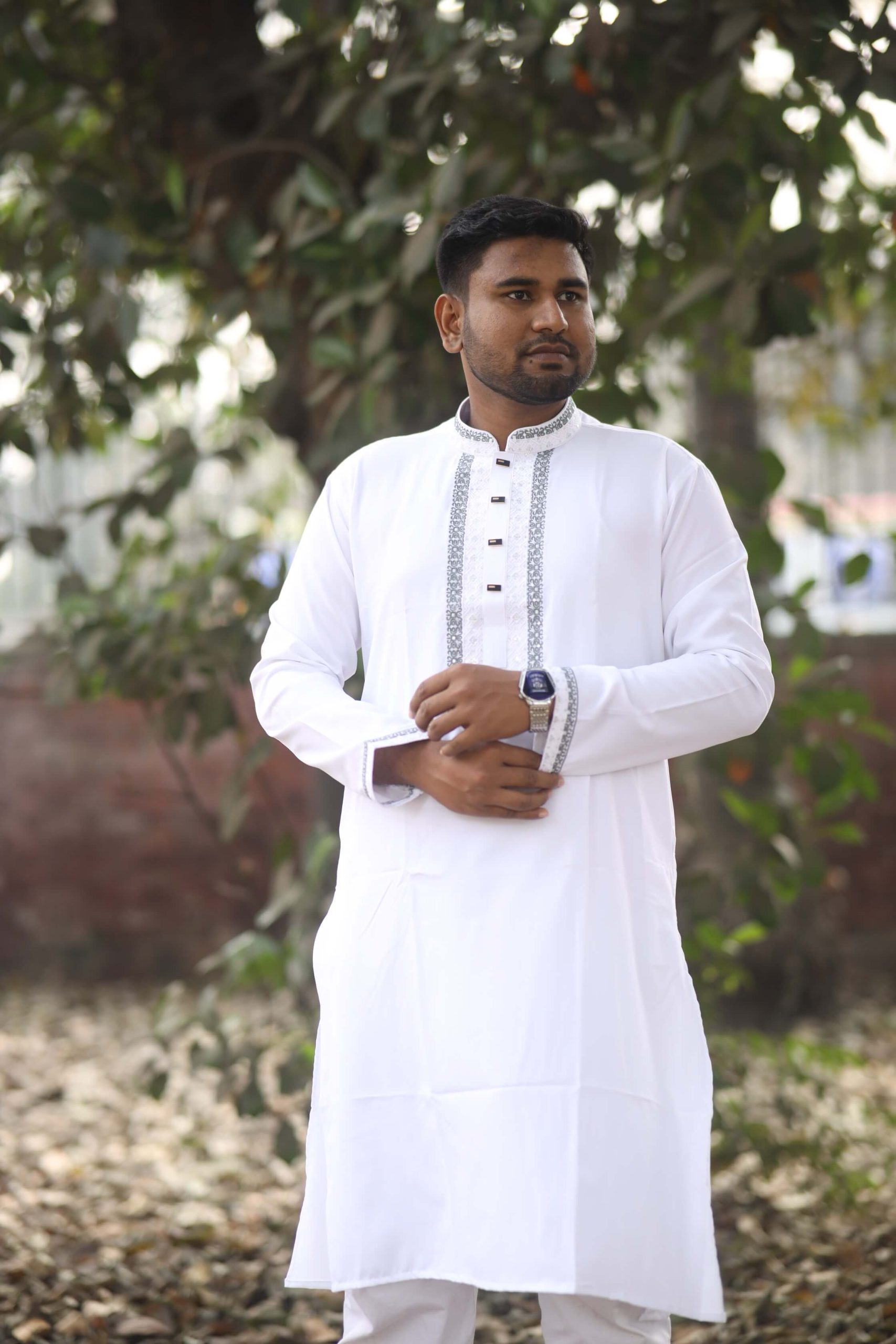 Premium Embroidery Panjabi (White) - Image 3