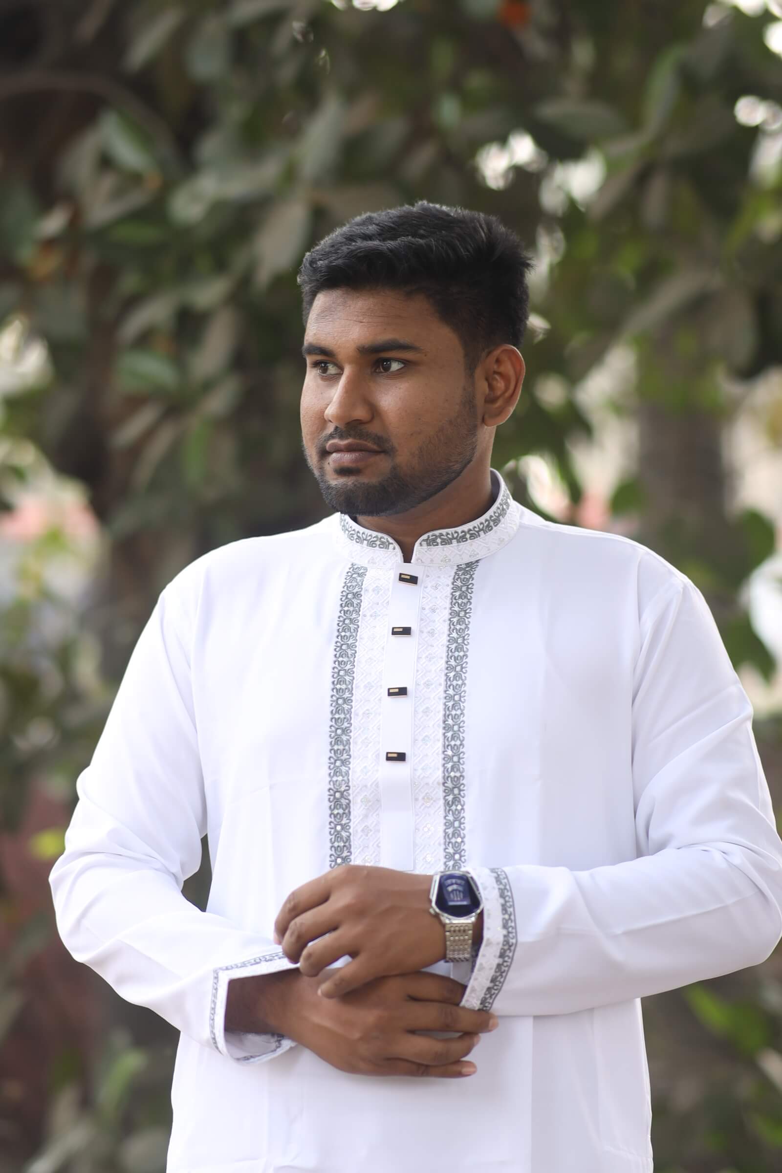 Premium Embroidery Panjabi (White) - Image 2