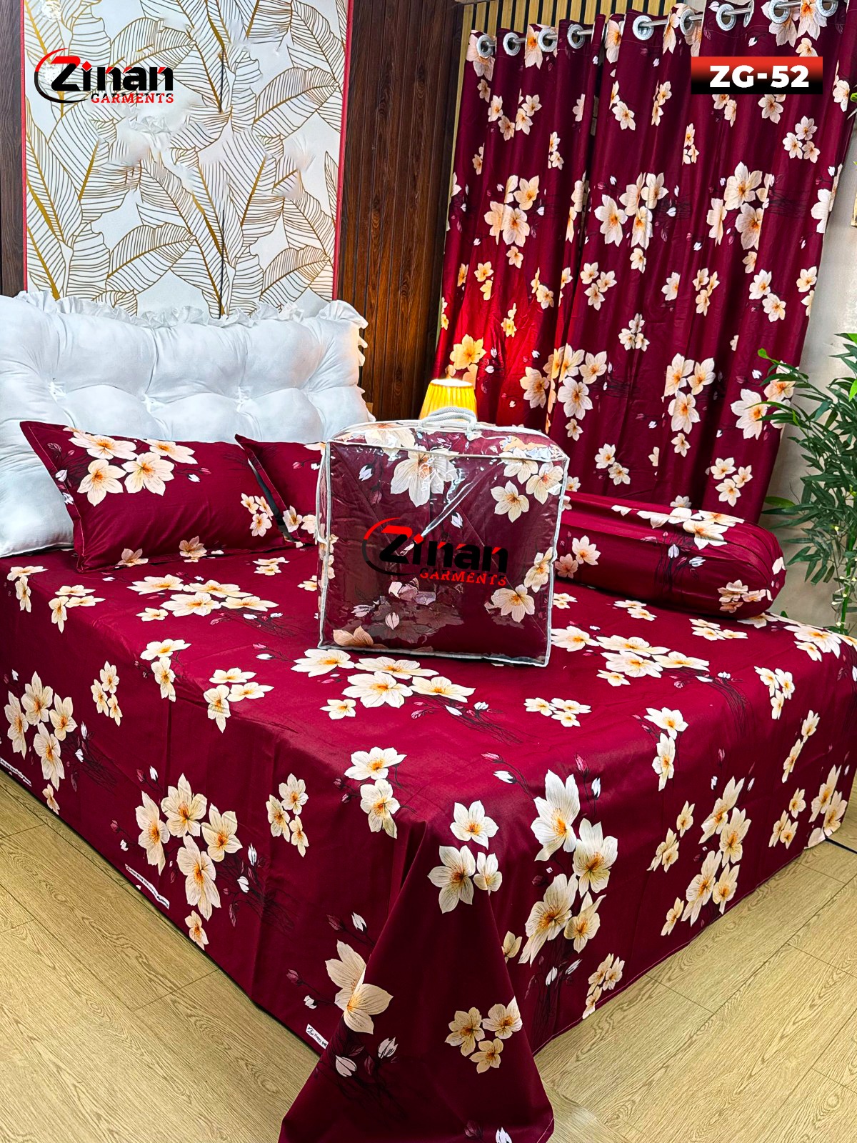 Zinan Garments এর 5 পিছের লাক্সারি কমফোর্টার সেট | King Size | 100% Cotton Twill Fabric