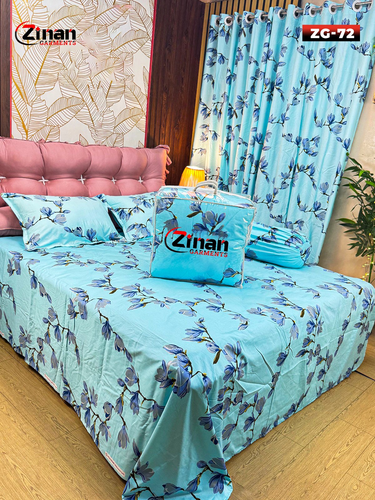 Zinan Garments এর 5 পিছের লাক্সারি কমফোর্টার সেট | King Size | 100% Cotton Twill Fabric